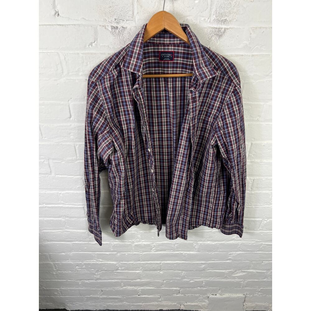UNTUCKit Men's Slim Fit Plaid Performance Button Up Shirt Long Sleeve Size XL